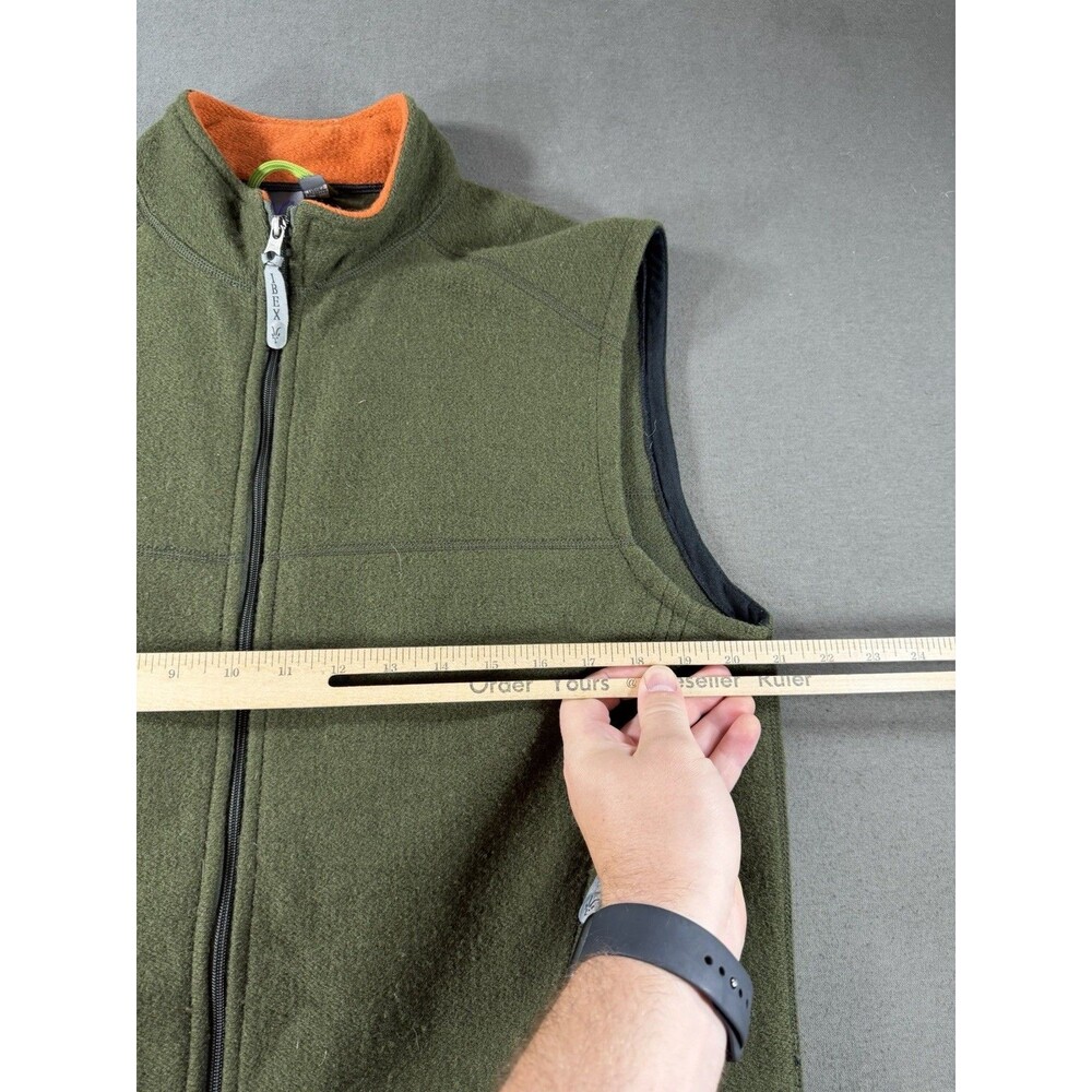 Ibex Merino Wool Full Zip Vest Mens Large Green Made in USA Small FLAW - Picture 5 of 8